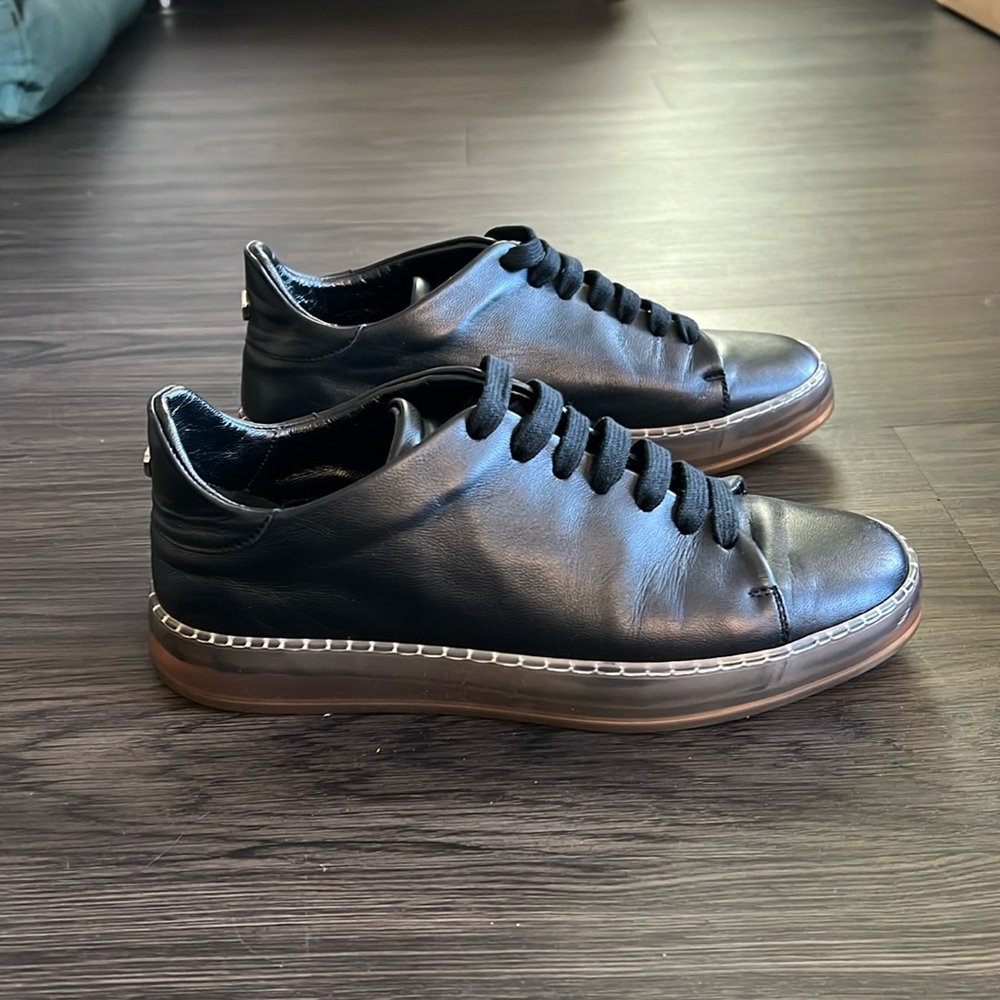 Giorgio Armani black leather sneakers, size 7